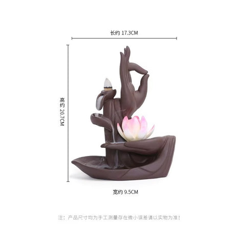 ZenCascade™ – Keramisk Bakflod rökelse hållare med Buddha hand