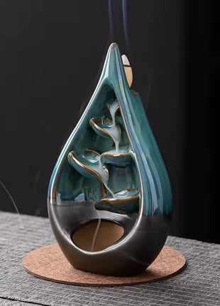 Keramisk Backflow Incense Burner – Vattendroppe Design för Avslappnande Rök-Vattenfall