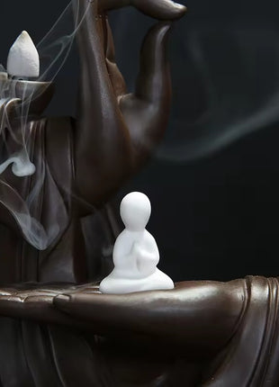 ZenCascade™ – Keramisk Bakflod rökelse hållare med Buddha hand