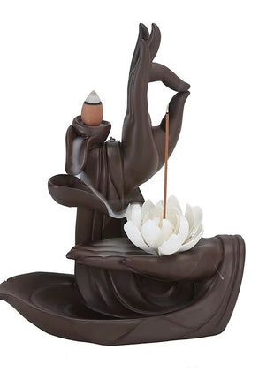 ZenCascade™ – Keramisk Bakflod rökelse hållare med Buddha hand